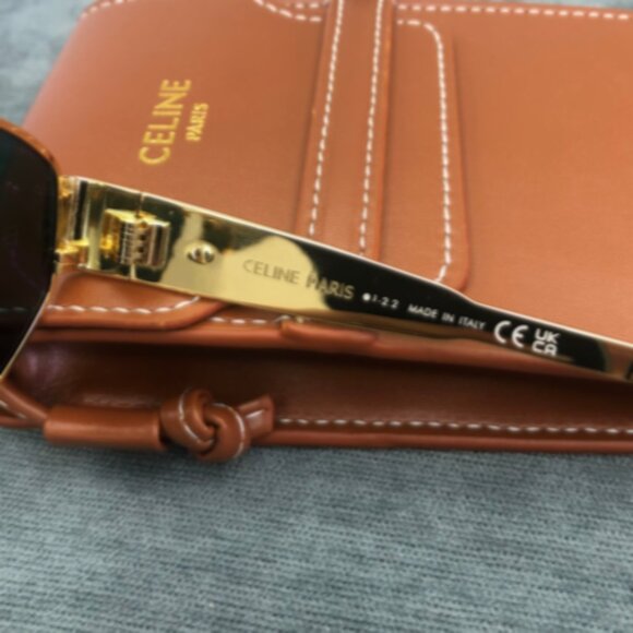 Celine Triomphe Gold Metal Oval Sunglasses - Picture 6 of 6